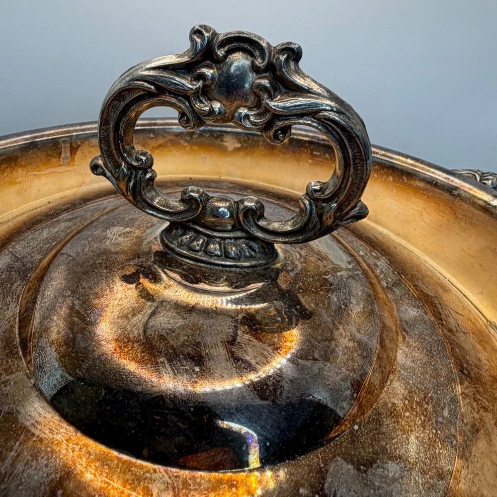 Eales 1779 Silverplate Chafing Dish Ornate Stand Water Pan Lid Victorian Style